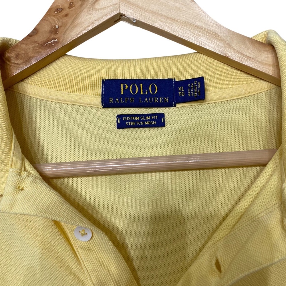 Polo Ralph Lauren Mens Yellow Custom Slim Fit Stretch Mesh Polo Shirt XL - Picture 4 of 6
